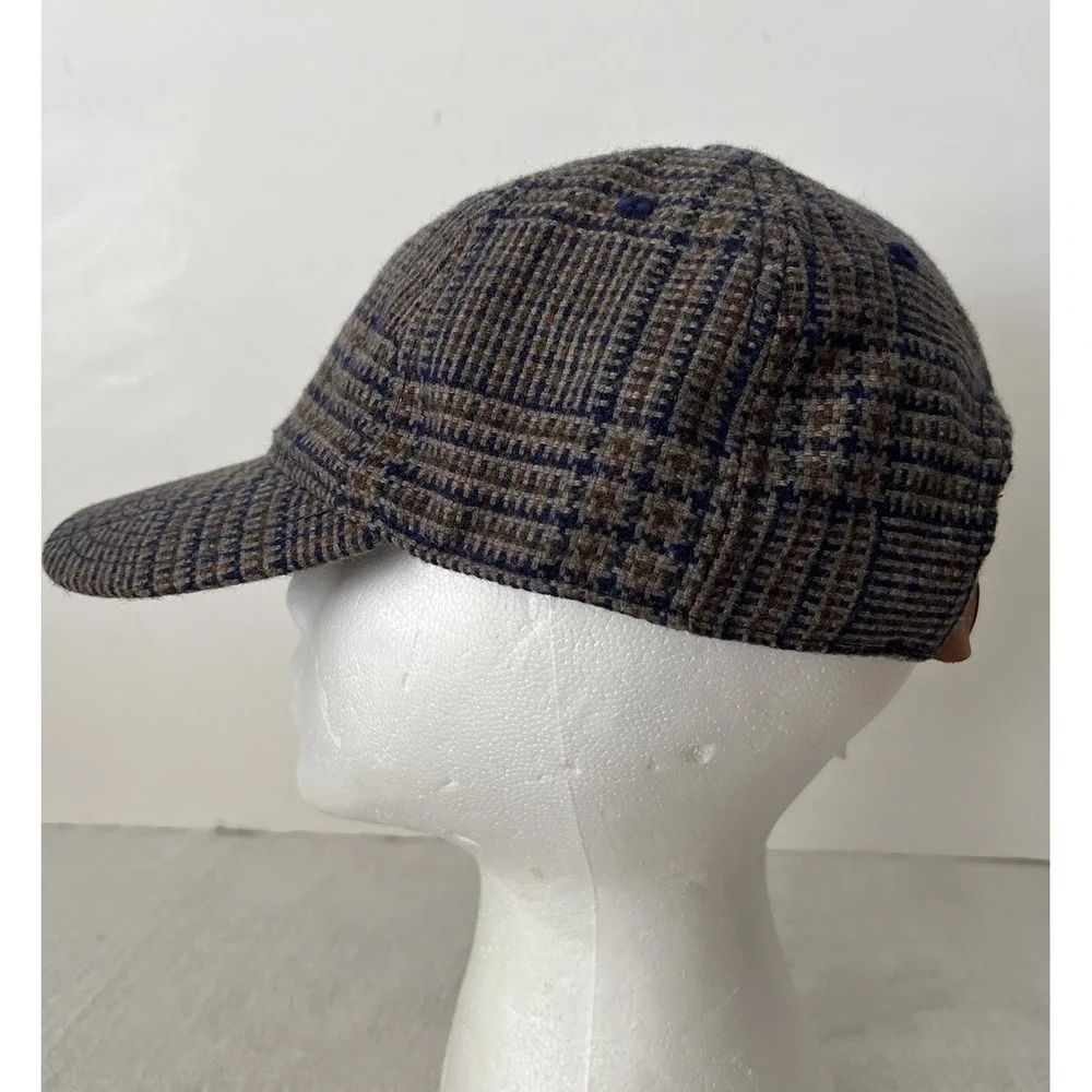 NEW Madewell Plaid TWEED knit Baseball Cap Wool Blend Brown Ralph Lauren Style